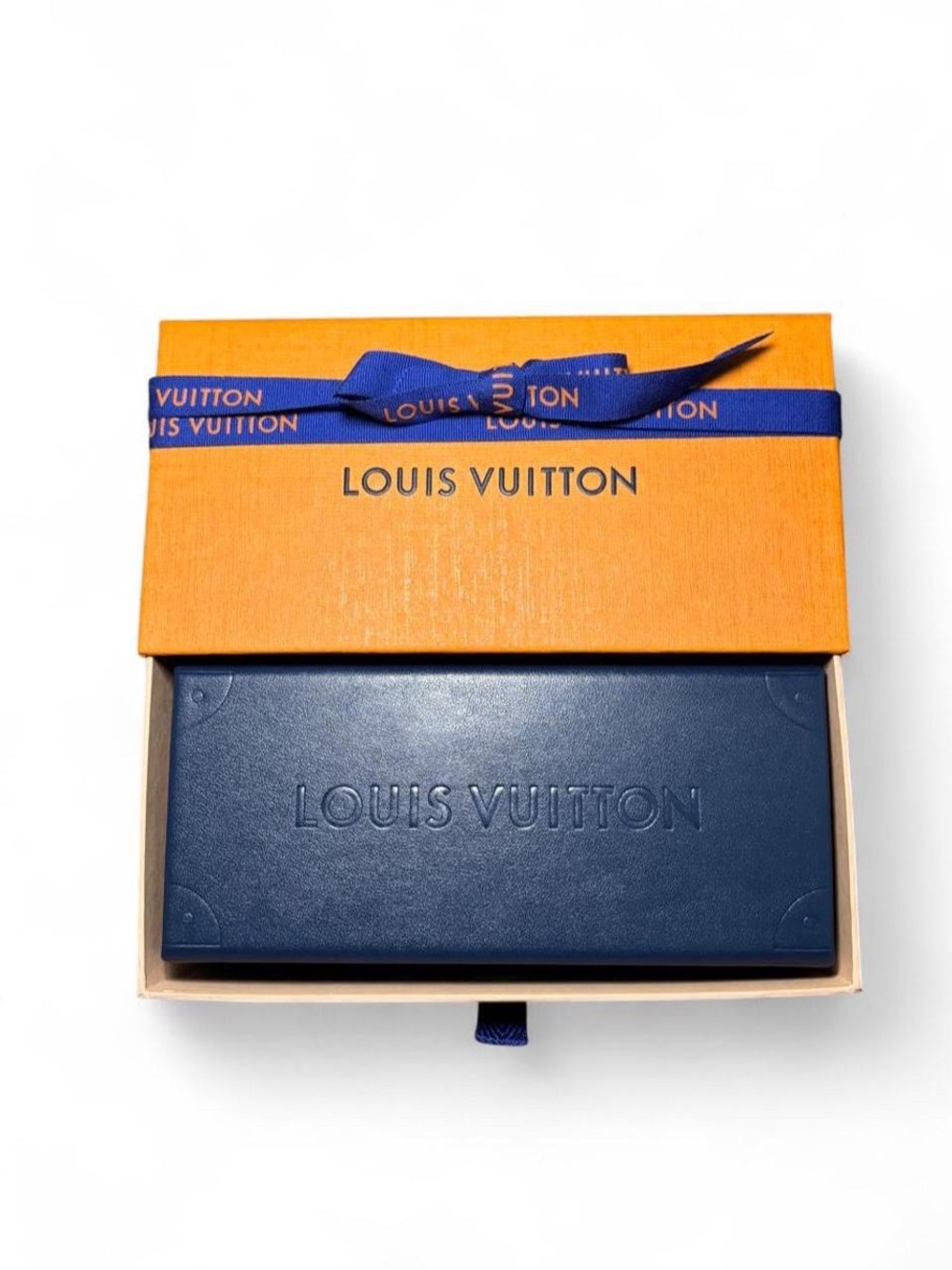 Louis Vuitton Navy Leather Card Case in Signature Gift Box